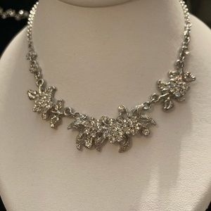 Flowers and Leaves necklace and earrings set Daisy post earrings Clear in colour